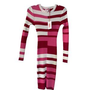 Solid & Striped Bodycon Dress Colette Ribbed Stretchy Long Sleeve Red MEDIUM
